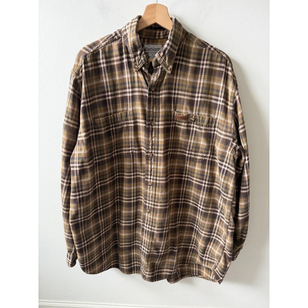 Carhartt plaid button up shirt men's size large